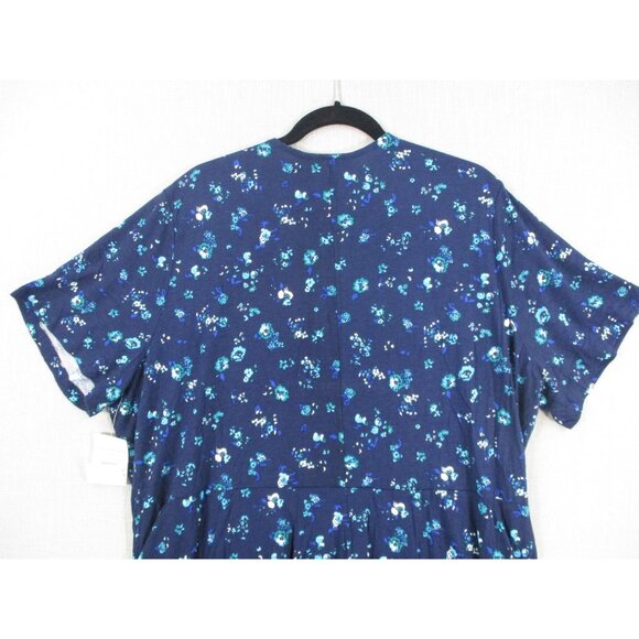Chelsea Studio Womens Plus Size Floral Print Scoop Neck Top 2X 100% Rayon Blue - Picture 8 of 9